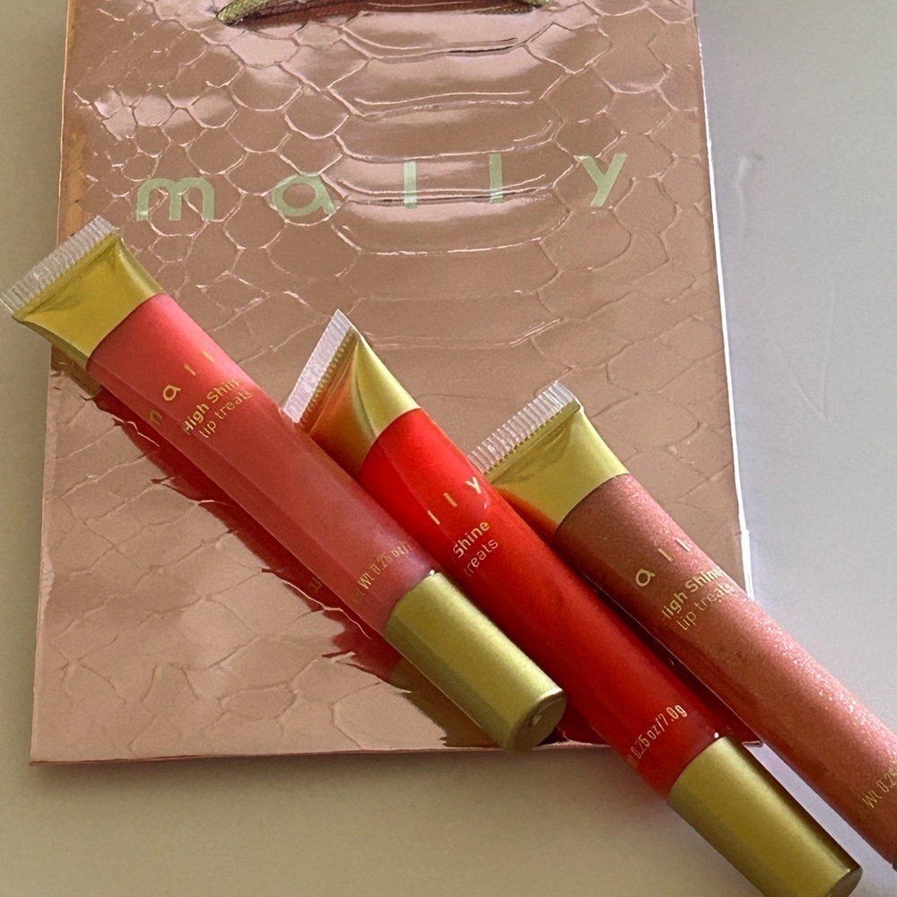 Mally Beauty High Shine Lip Treats (LOT OF 3 + Gift Bag) NEW / STOCKING STUFFERS